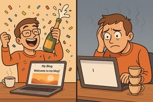 Оказалось, что после создания блога, там еще и писать нужно